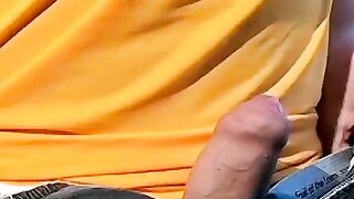 Smoking and uncut cock  stroking by young Stone Solo session