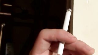 Skater Jay Marx works his nine inches cock while chainsmoking in the hallway