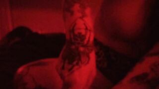 Hand job from babe tatted MILF