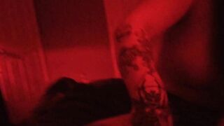 Hand job from babe tatted MILF