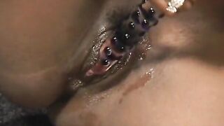 Sultry african cowgirl getting fucked hardcore with white rod