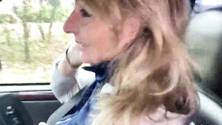 Big Boobed blonde ex-wife blows then fucks her hubby outside