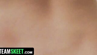 Lusty 18 Flashes her Tits Inside Bookstore