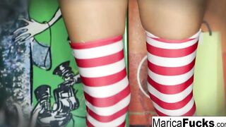 Marica gets naked off her costume and plays with herself