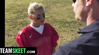 Sweet And Adorable Eighteen Blonde Wants To Join The Football Squad And Lets The Couch Tries Her Out