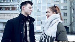Casual Barely Legal Sex - Penis slides a smile on Iris Kiss Kiss face