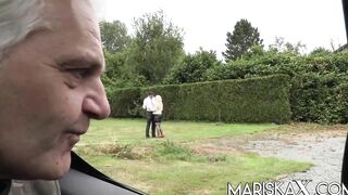 MARISKAX Tina gets pounded into front of a kinky mature man