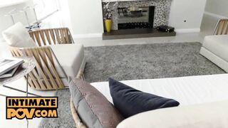 Lily Love into point of view doggy style strokes after striptease temptation - itsPOV