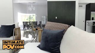 Lily Love into point of view doggy style strokes after striptease temptation - itsPOV