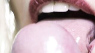 Erotic close-up tongue head