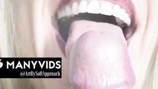 Erotic close-up tongue head