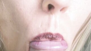 Erotic close-up tongue head