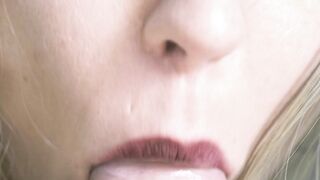 Erotic close-up tongue head
