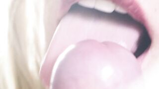 Erotic close-up tongue head