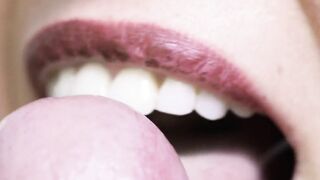 Erotic close-up tongue head