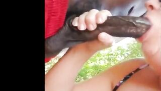 Cougar Sneaks Away To Suck big black cock During Family Vacation