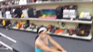Kinky ebony cutie fucked hard doggystyle in pawnshop office