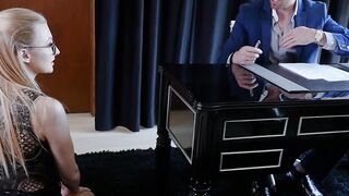 Young secretary Alexa Grace spanked and fed with cum by boss