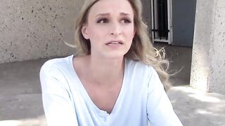 Hot ass blonde teen needs cash in order to get fucked