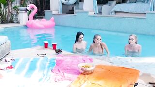 Lesbian oral with three gorgeous besties while at the pool