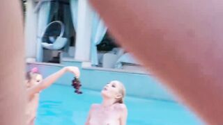Lesbian oral with three gorgeous besties while at the pool