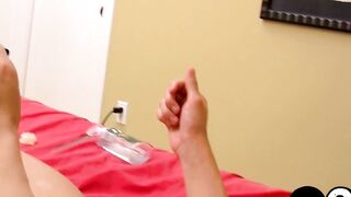 Pretty Jacob Marteny covered in cum after an intense blowjob