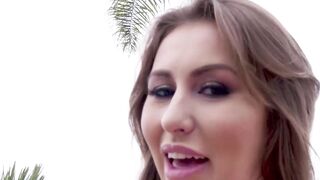 Young babe Paige Owens rides rock hard cock reverse cowgirl