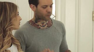 Young Kristen Scott is kissing her man as he impales her