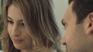 Young Kristen Scott is kissing her man as he impales her
