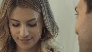 Young Kristen Scott is kissing her man as he impales her