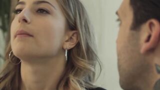 Young Kristen Scott is kissing her man as he impales her