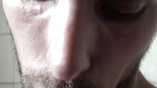 Hairy dude Willy licks every drop of my luscious cum after sucking my cock