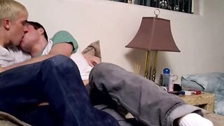 Horny twink Patrick Kennedy fucks his buddy before cleaning their seeds with their so
