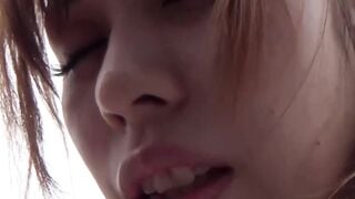 Japanese redhead finger fucked on building rooftop