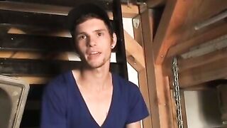Cute young student strips and jerks off in classic scene
