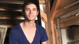 Cute young student strips and jerks off in classic scene