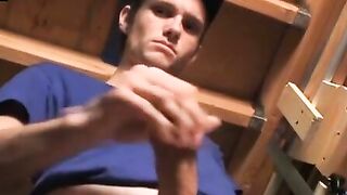 Cute young student strips and jerks off in classic scene