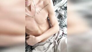 Homemade video of twink jerking off into cum explosion