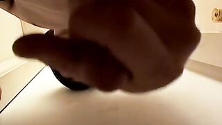 Skinny cute straight thug jerks off and cums on himself