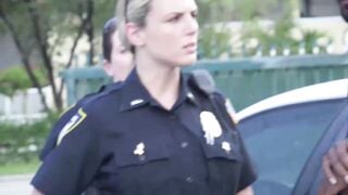 Busty police officers IR banged in the middle of the street