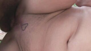 Hot granny rides rock hard cock reverse cowgirl style outdoor