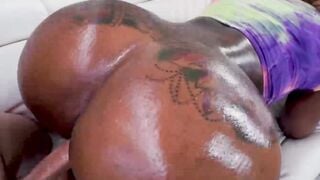 Tattooed ebony Victoria Cakes sucks stepsons big dick in 69