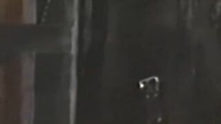 Busty blonde sub tied up for spanking in BDSM dungeon