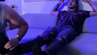Cyrus felt good and relaxed after getting his feet worshiped and sucked by lustful Da