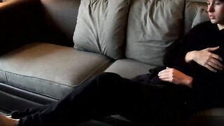 Sexy young twink Dustin loves jerking off and showing foot while watching porn