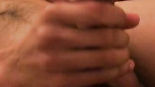 Slender amateur jizzes in his hand after solo masturbation