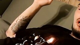 Straight thug with piercings talks dirty and strokes himself