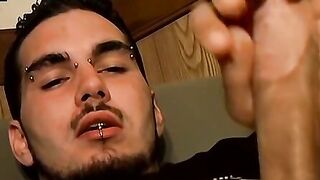 Straight thug with piercings talks dirty and strokes himself