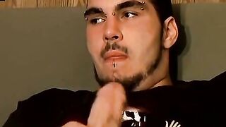 Straight thug with piercings talks dirty and strokes himself