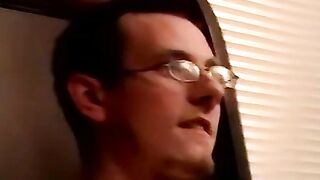 Two amateur freaks jerk off together in a cheap motel room